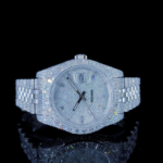 Luxury Fully Iced-Out Silver Watch – Diamond-Style Stainless Steel Quartz Timepiece
