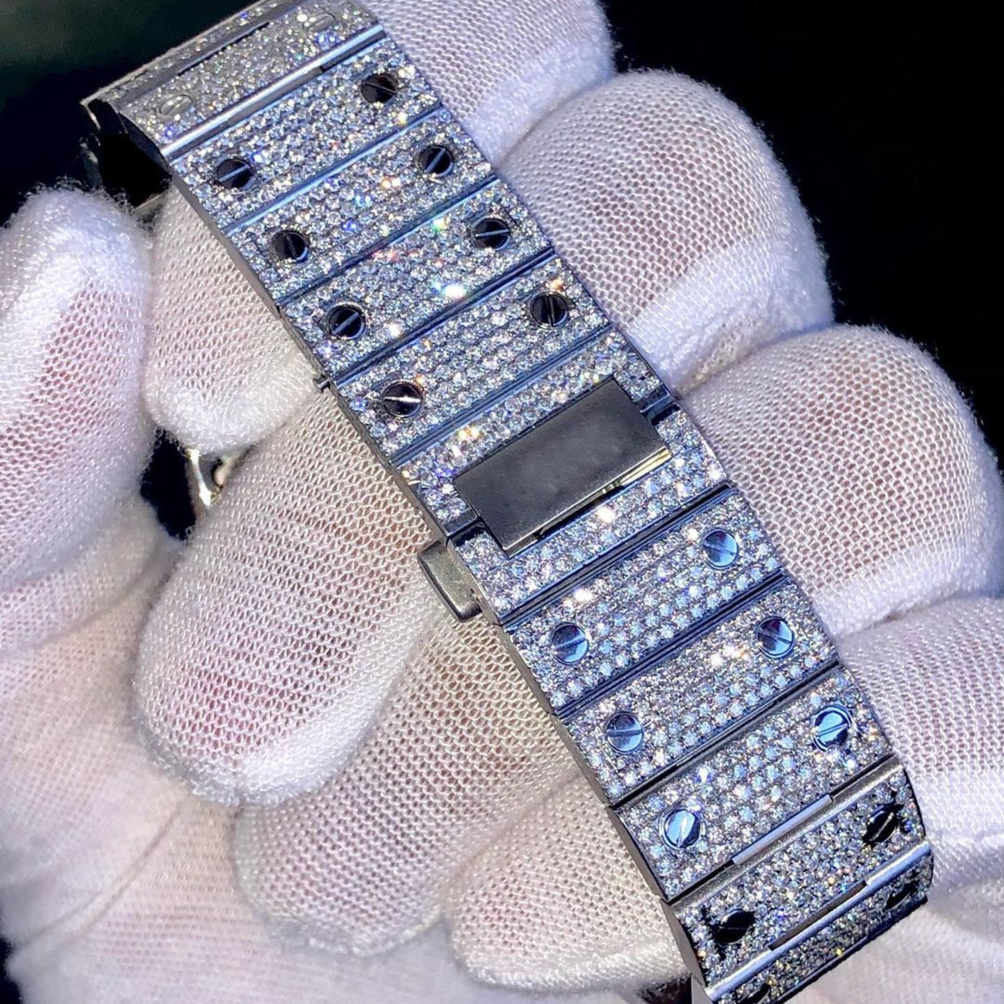 Luxury Gold Baguette Iced Chronograph Watch – Diamond Bezel Stainless Steel Timepiece